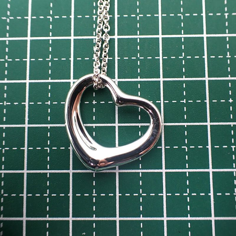 Tiffany & Co 925 Open Heart Pendant Necklace j113-3