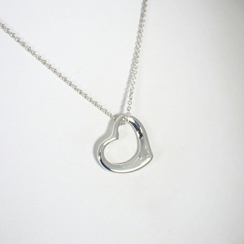 Tiffany & Co 925 Open Heart Pendant Necklace j113-3