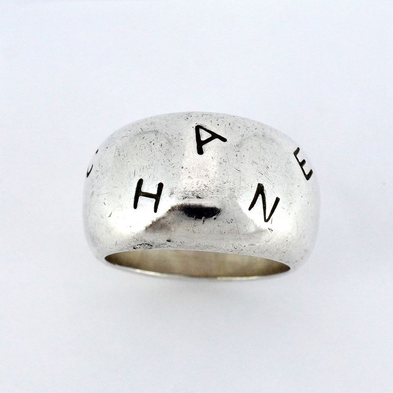 Chanel Ring Chanel Logo Silver 925 No 14 Women's