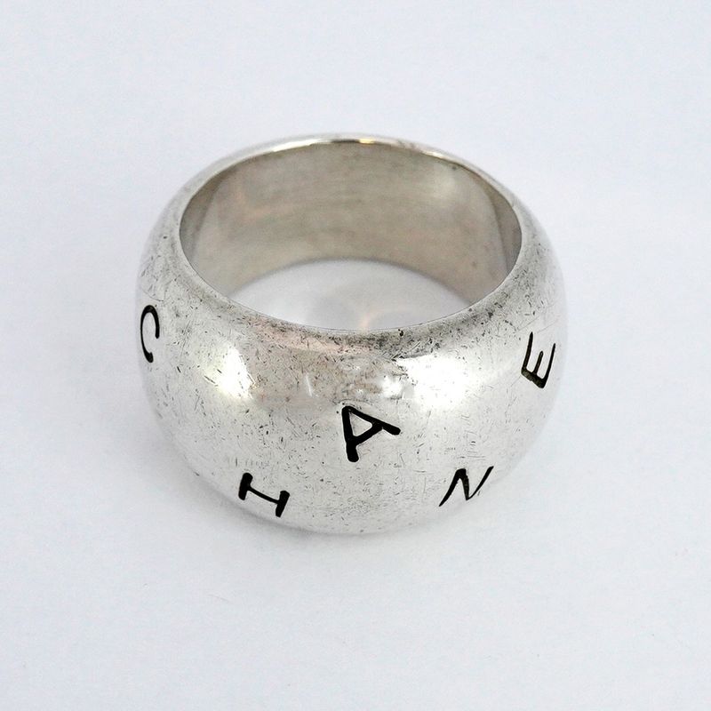 Chanel Ring Chanel Logo Silver 925 No 14 Women's