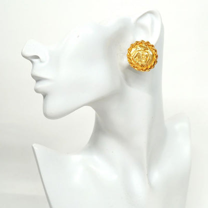 Chanel Earring Vintage Mademoiselle Round Shape Circle GP Plating Gold Ladies