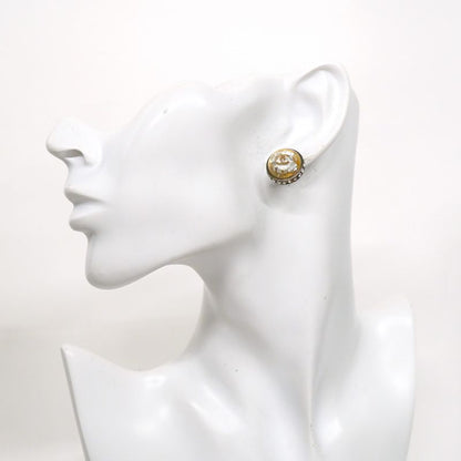 Chanel Earrings Coco Mark Round Shape Circle GP Plating Plastic Rhinestone Gold