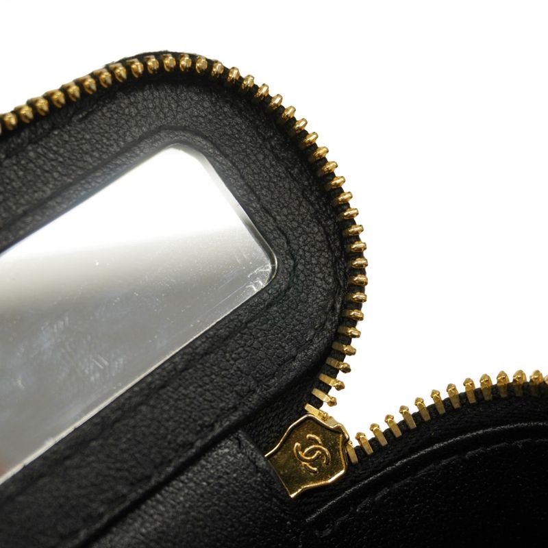 Chanel Shoulder Bag Matelasse Lambskin Black Gold Hardware Women