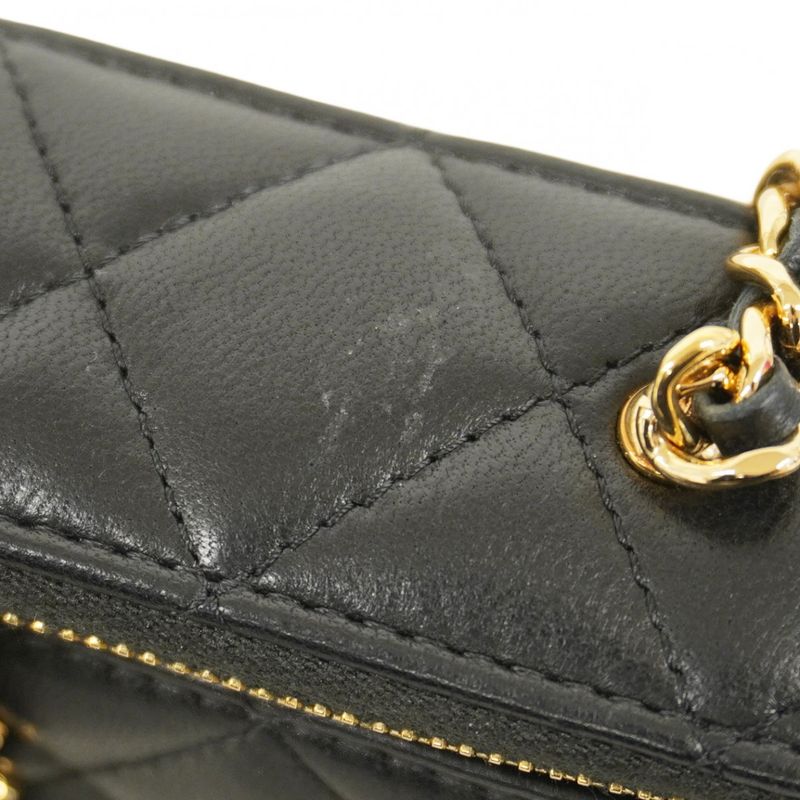 Chanel Shoulder Bag Matelasse Lambskin Black Gold Hardware Women