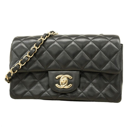 Chanel Shoulder Bag Matelasse Lambskin Black Chien Pan Gold Hardware Women's