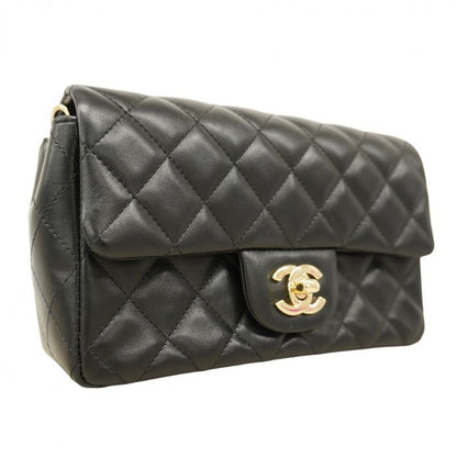 Chanel Shoulder Bag Matelasse Lambskin Black Chien Pan Gold Hardware Women's