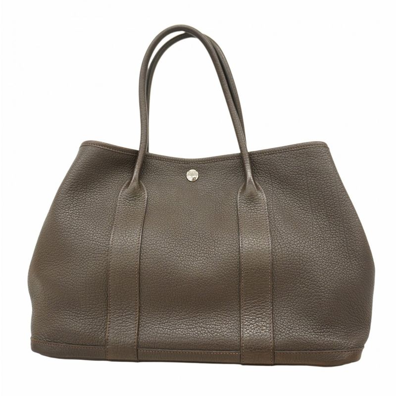 Hermes Tote Bag Garden Party PM Negonda Macassar Silver Hardware T Engraved