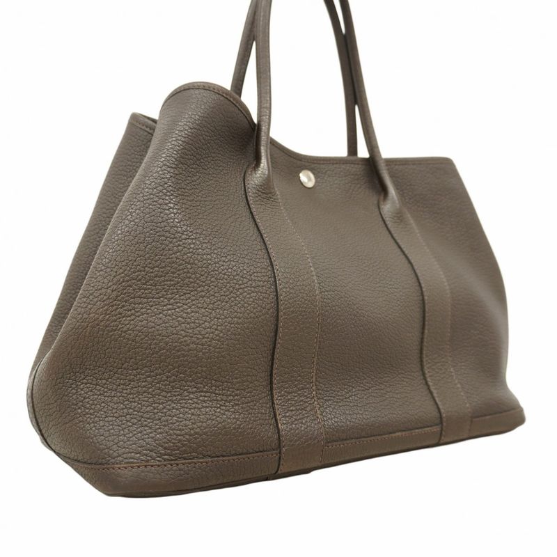 Hermes Tote Bag Garden Party PM Negonda Macassar Silver Hardware T Engraved