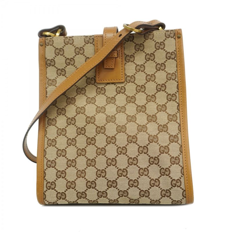 Gucci Shoulder Bag GG Canvas 110292 Canvas Brown Gold Hardware Ladies