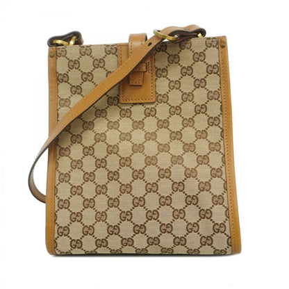 Gucci Shoulder Bag GG Canvas 110292 Canvas Brown Gold Hardware Ladies