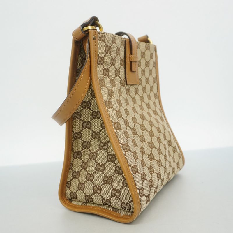 Gucci Shoulder Bag GG Canvas 110292 Canvas Brown Gold Hardware Ladies