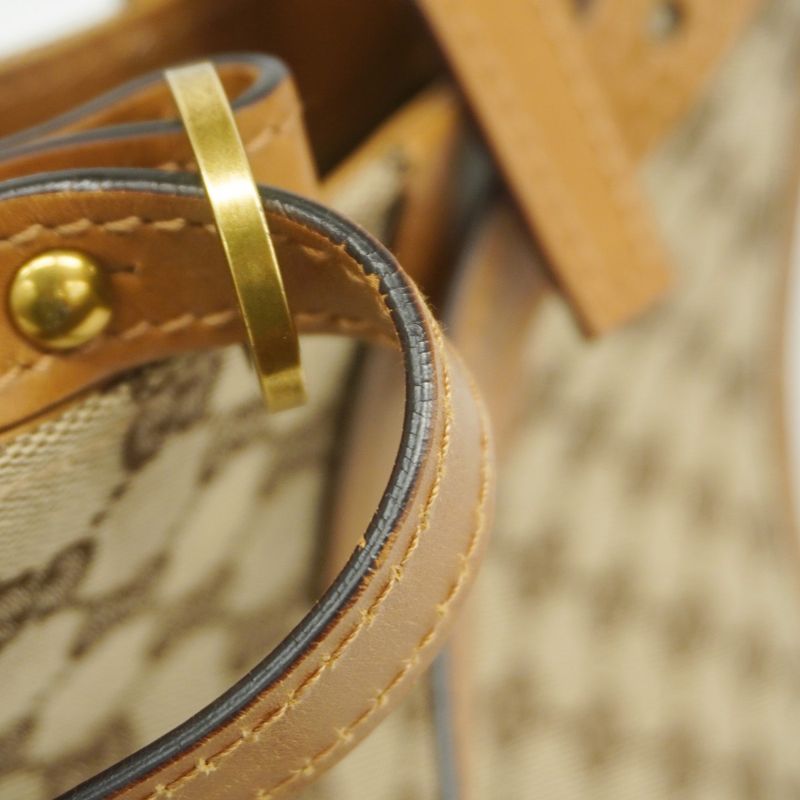 Gucci Shoulder Bag GG Canvas 110292 Canvas Brown Gold Hardware Ladies