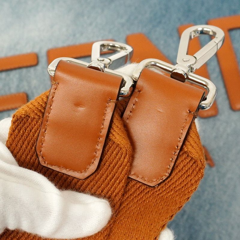 Fendi Tote Bag Denim Blue Light Brown Silver Hardware 2way Bag Ladies