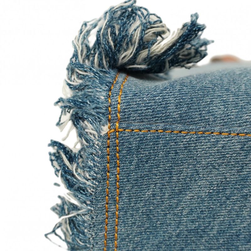 Fendi Tote Bag Denim Blue Light Brown Silver Hardware 2way Bag Ladies