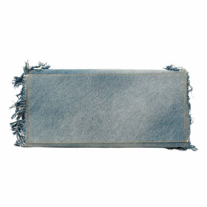 Fendi Tote Bag Denim Blue Light Brown Silver Hardware 2way Bag Ladies