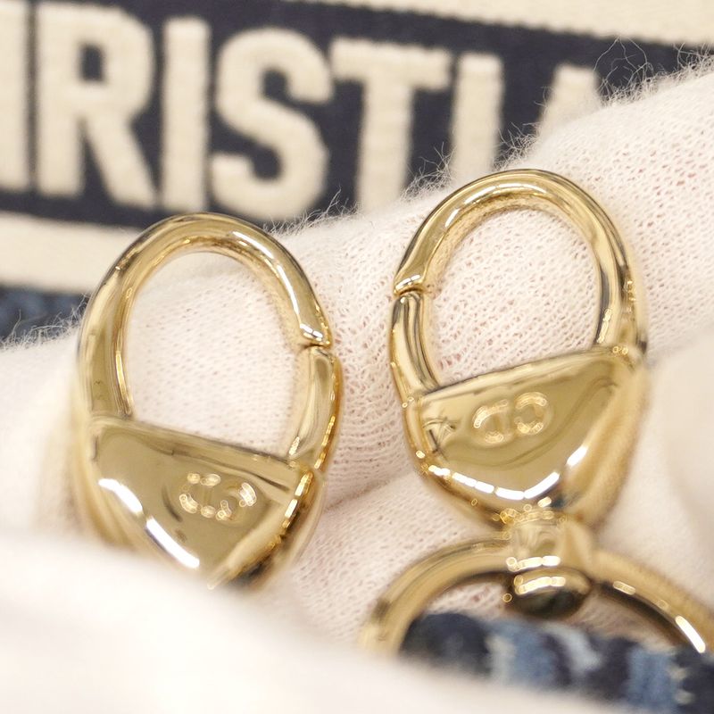 Christian Dior Handbag Lady D Light Canvas Blue White Chien Pan Gold Hardware