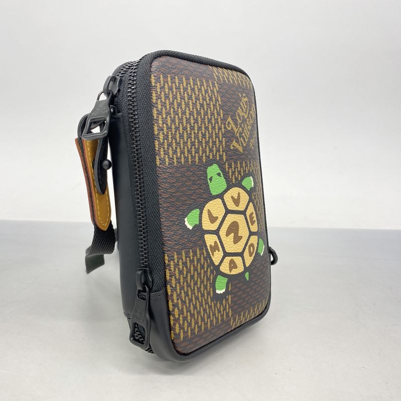 Louis Vuitton Shoulder Bag Damier Giant Double Phone Pouch N40377 Brown Men's