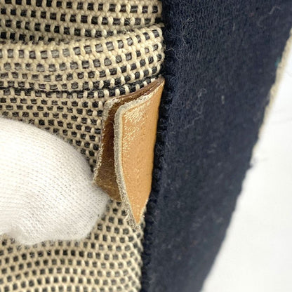 Hermes Handbag Saxo PM Canvas Beige Black Silver Hardware Ladies