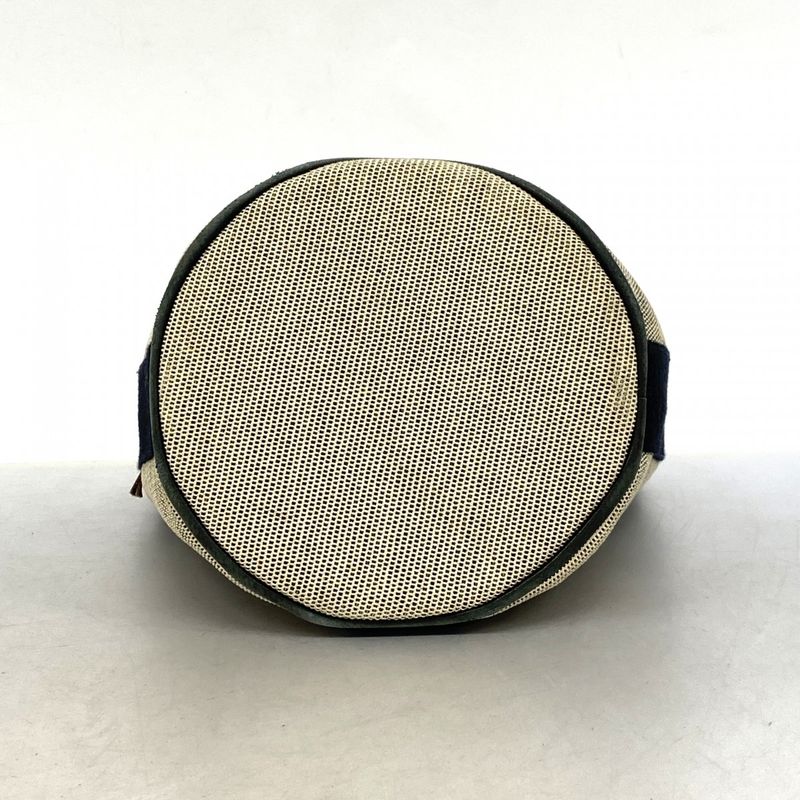 Hermes Handbag Saxo PM Canvas Beige Black Silver Hardware Ladies