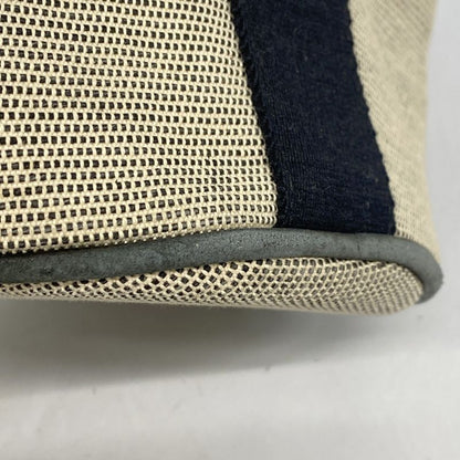 Hermes Handbag Saxo PM Canvas Beige Black Silver Hardware Ladies