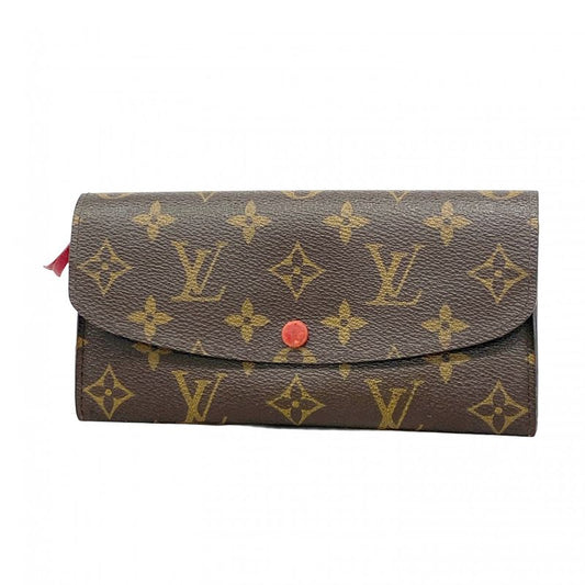 Louis Vuitton Long Wallet Monogram Portefeuille Emily M60136 Brown Rouge Women's