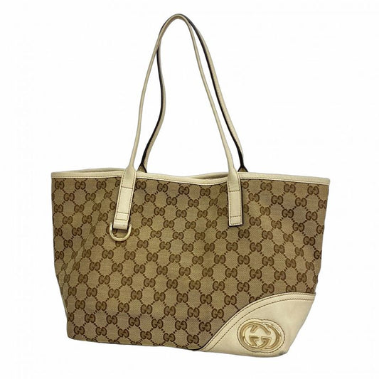 Gucci Tote Bag GG Canvas 169946 Canvas Brown Gold Hardware Women's
