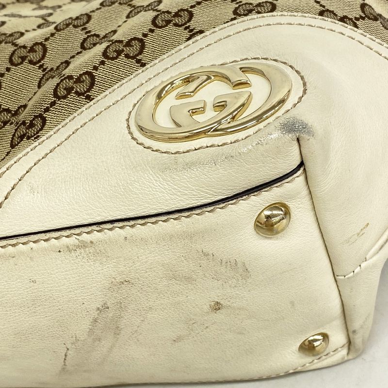 Gucci Tote Bag GG Canvas 169946 Canvas Brown Gold Hardware Women's