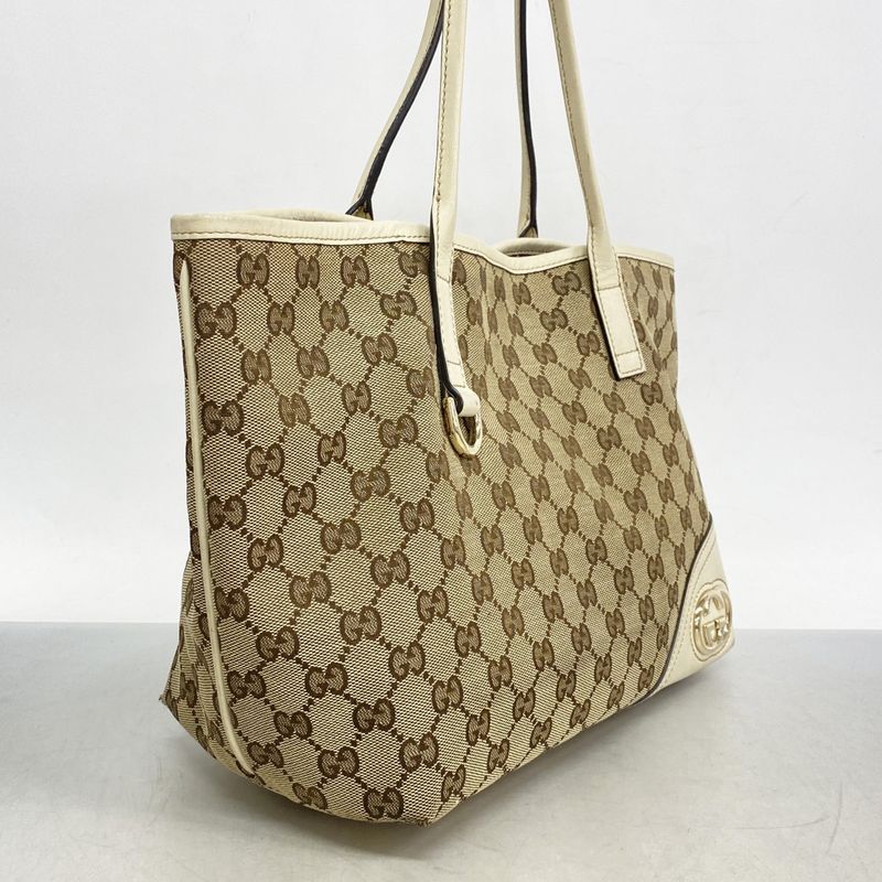 Gucci Tote Bag GG Canvas 169946 Canvas Brown Gold Hardware Women's