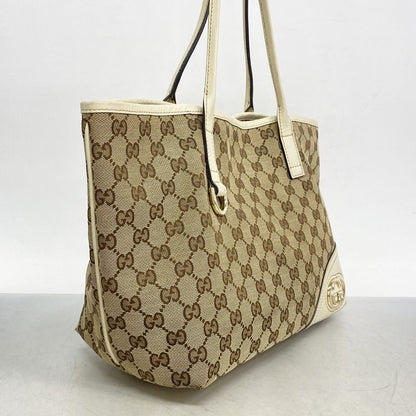 Gucci Tote Bag GG Canvas 169946 Canvas Brown Gold Hardware Women's
