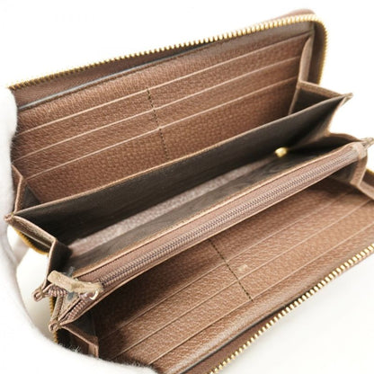 Gucci Long Wallet Ophidia 523154 PVC Beige Brown Gold Hardware Women's