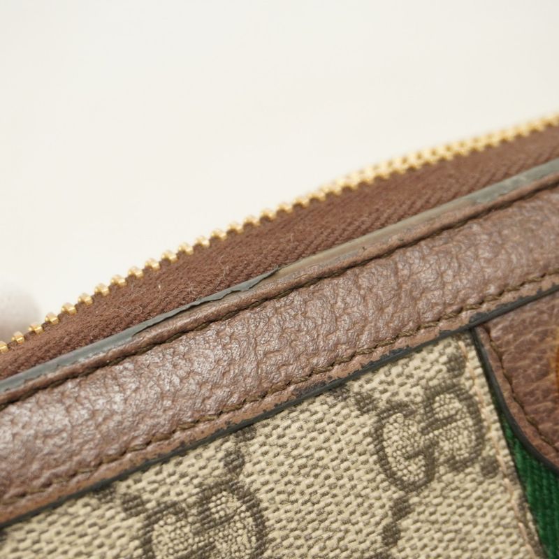 Gucci Long Wallet Ophidia 523154 PVC Beige Brown Gold Hardware Women's