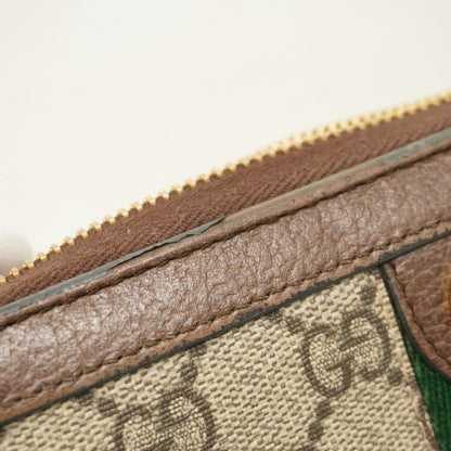 Gucci Long Wallet Ophidia 523154 PVC Beige Brown Gold Hardware Women's