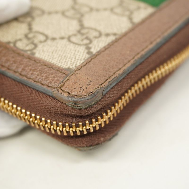 Gucci Long Wallet Ophidia 523154 PVC Beige Brown Gold Hardware Women's