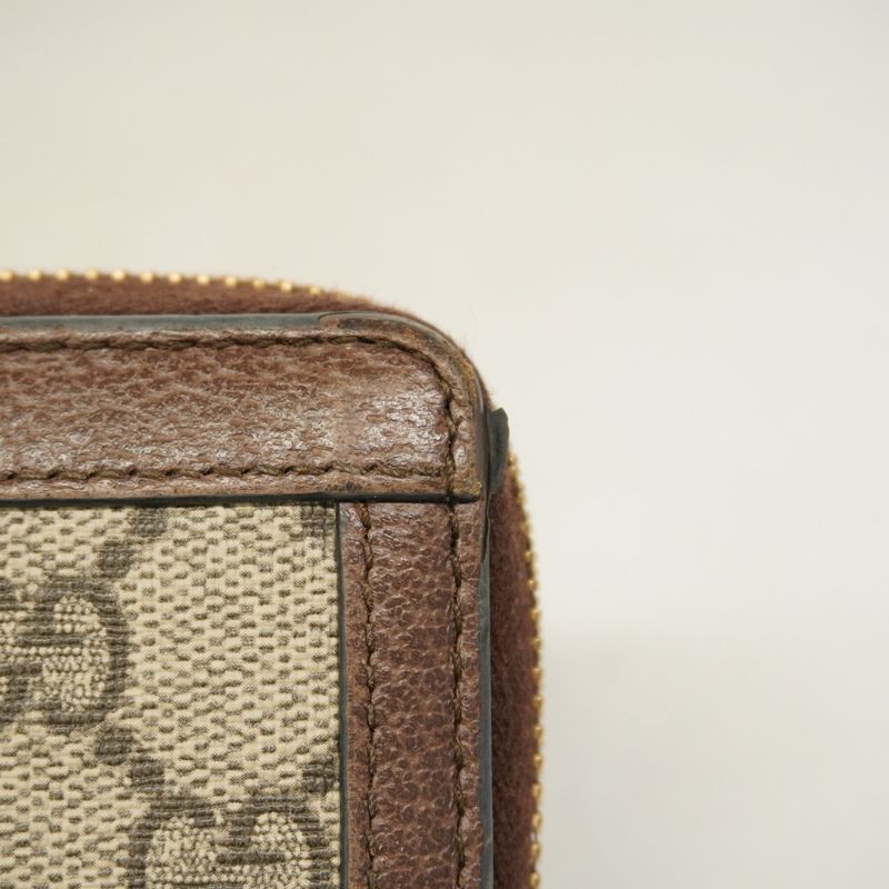 Gucci Long Wallet Ophidia 523154 PVC Beige Brown Gold Hardware Women's