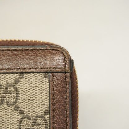 Gucci Long Wallet Ophidia 523154 PVC Beige Brown Gold Hardware Women's