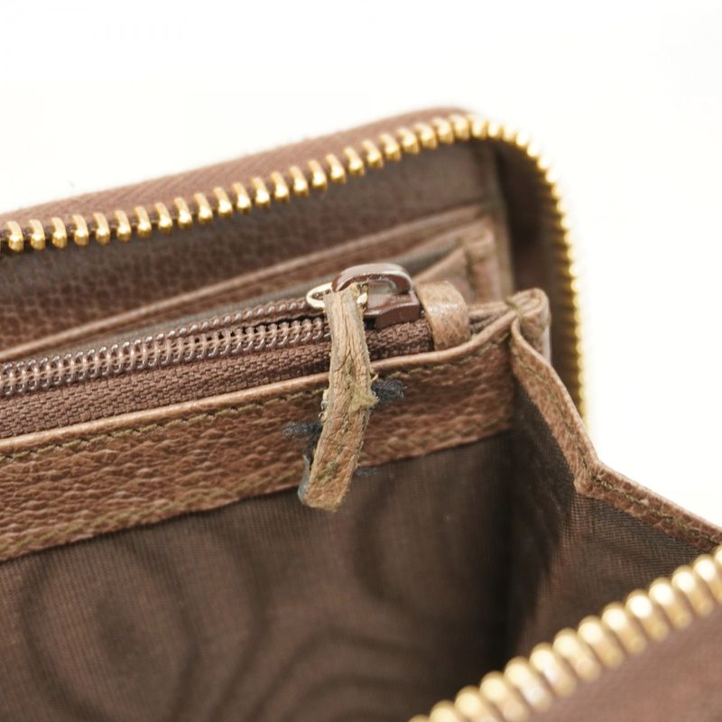 Gucci Long Wallet Ophidia 523154 PVC Beige Brown Gold Hardware Women's