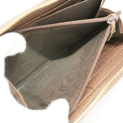 Gucci Long Wallet Ophidia 523154 PVC Beige Brown Gold Hardware Women's