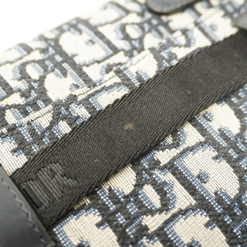 Christian Dior Waist Bag Oblique Saddle Canvas Navy Gold Hardware Women's