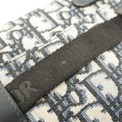 Christian Dior Waist Bag Oblique Saddle Canvas Navy Gold Hardware Women's