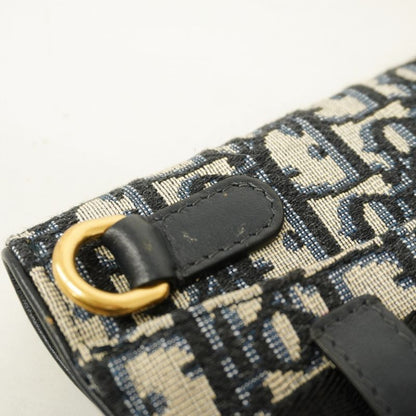 Christian Dior Waist Bag Oblique Saddle Canvas Navy Gold Hardware Women's