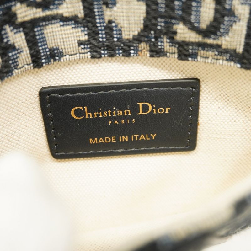 Christian Dior Waist Bag Oblique Saddle Canvas Navy Gold Hardware Women's