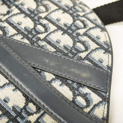 Christian Dior Waist Bag Oblique Saddle Canvas Navy Gold Hardware Women's