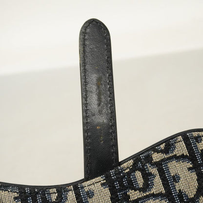 Christian Dior Waist Bag Oblique Saddle Canvas Navy Gold Hardware Women's
