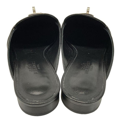 Hermes Mule 38 Women's Oz Black Silver Hardware Kelly Buckle Outsole Reupholster