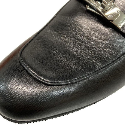 Hermes Mule 38 Women's Oz Black Silver Hardware Kelly Buckle Outsole Reupholster