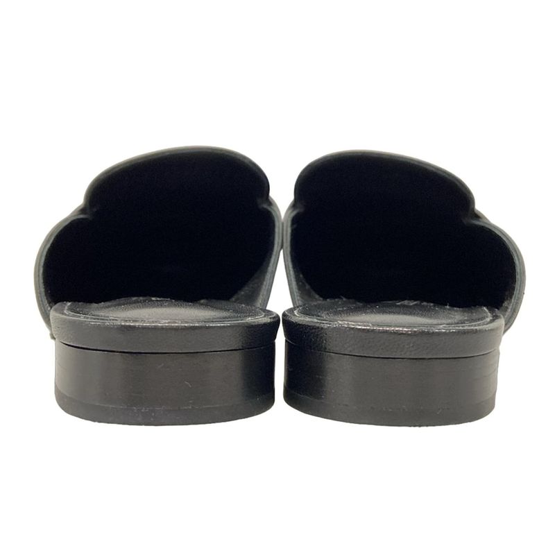 Hermes Mule 38 Women's Oz Black Silver Hardware Kelly Buckle Outsole Reupholster