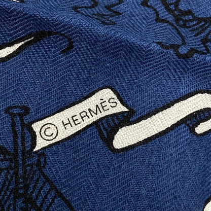 Hermes Shawl Carre Geant 140 Navy X Ivory X Multi Tatouages Marins Bandana