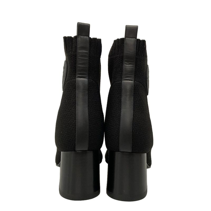 Hermes Short Boots 36 Women's Volver Black Knit Boots Leather