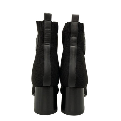 Hermes Short Boots 36 Women's Volver Black Knit Boots Leather