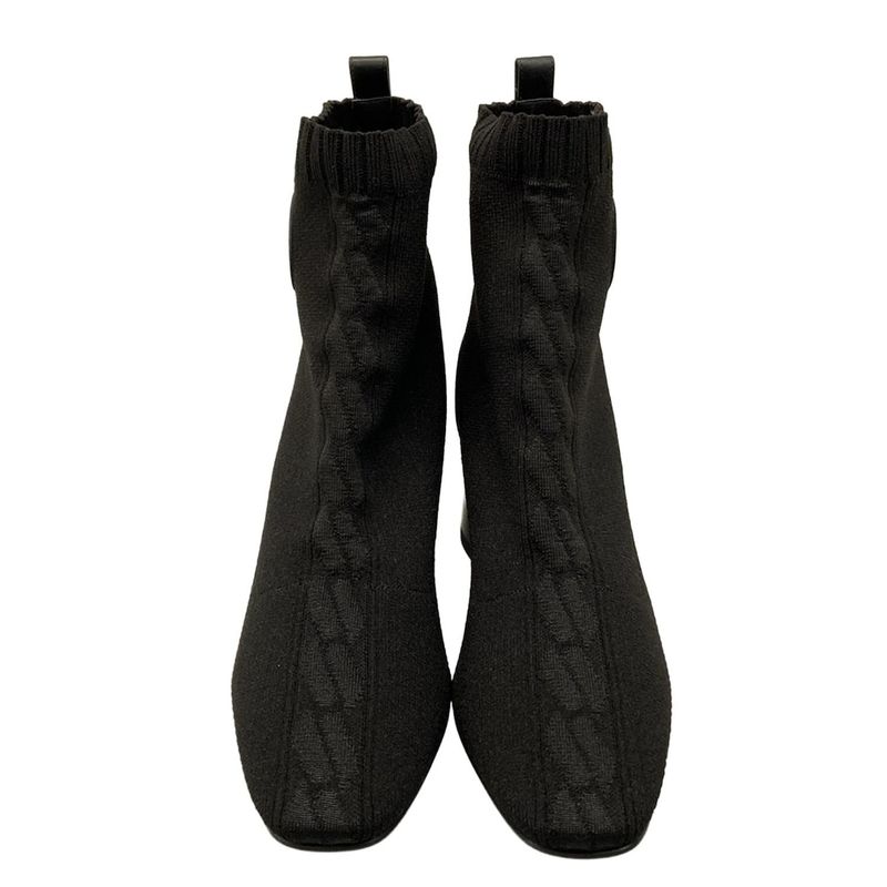 Hermes Short Boots 36 Women's Volver Black Knit Boots Leather
